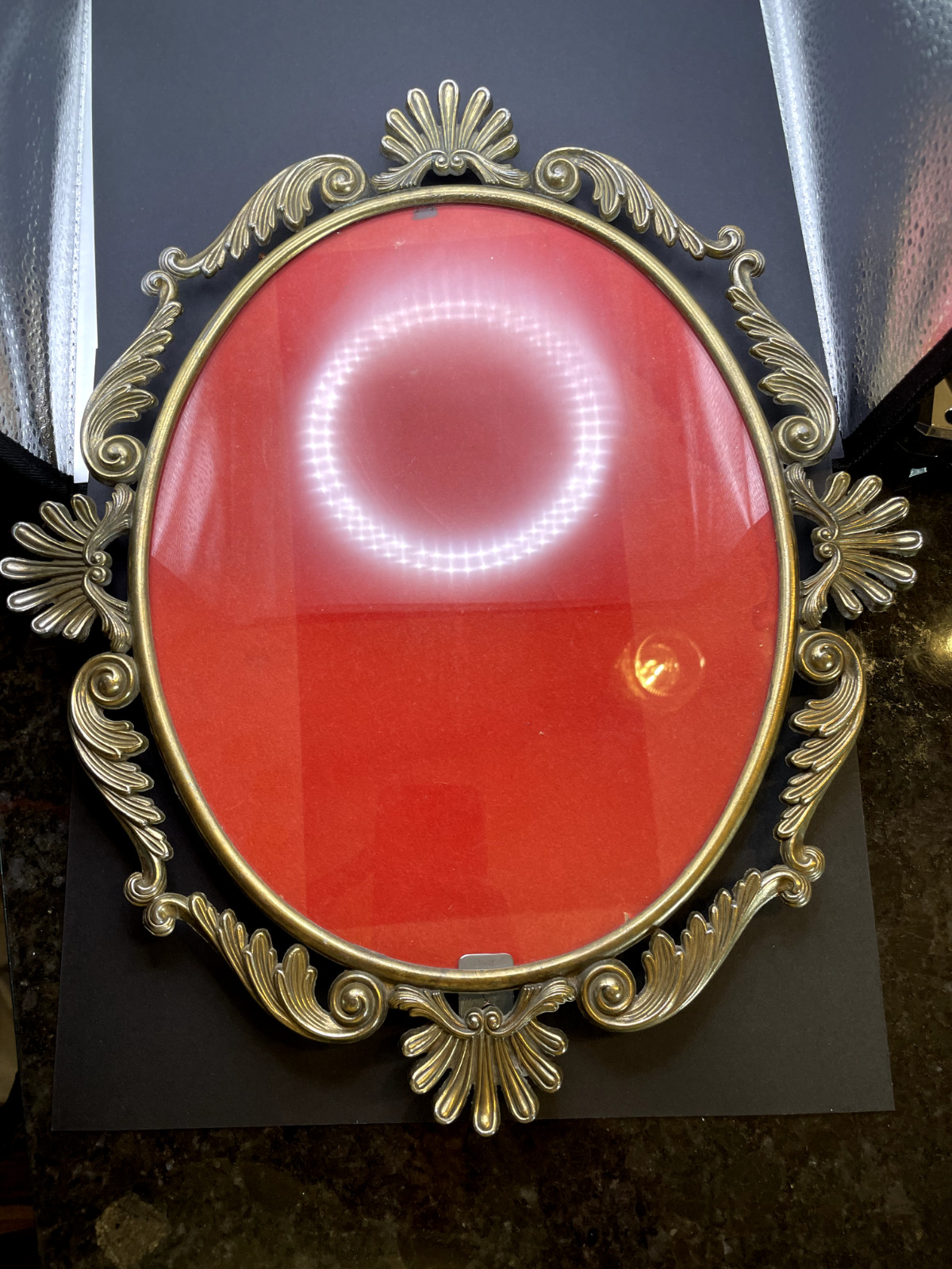 *Antique Brass Picture Frame*Large* Heavy*Beautiful*Red Velvet Insert