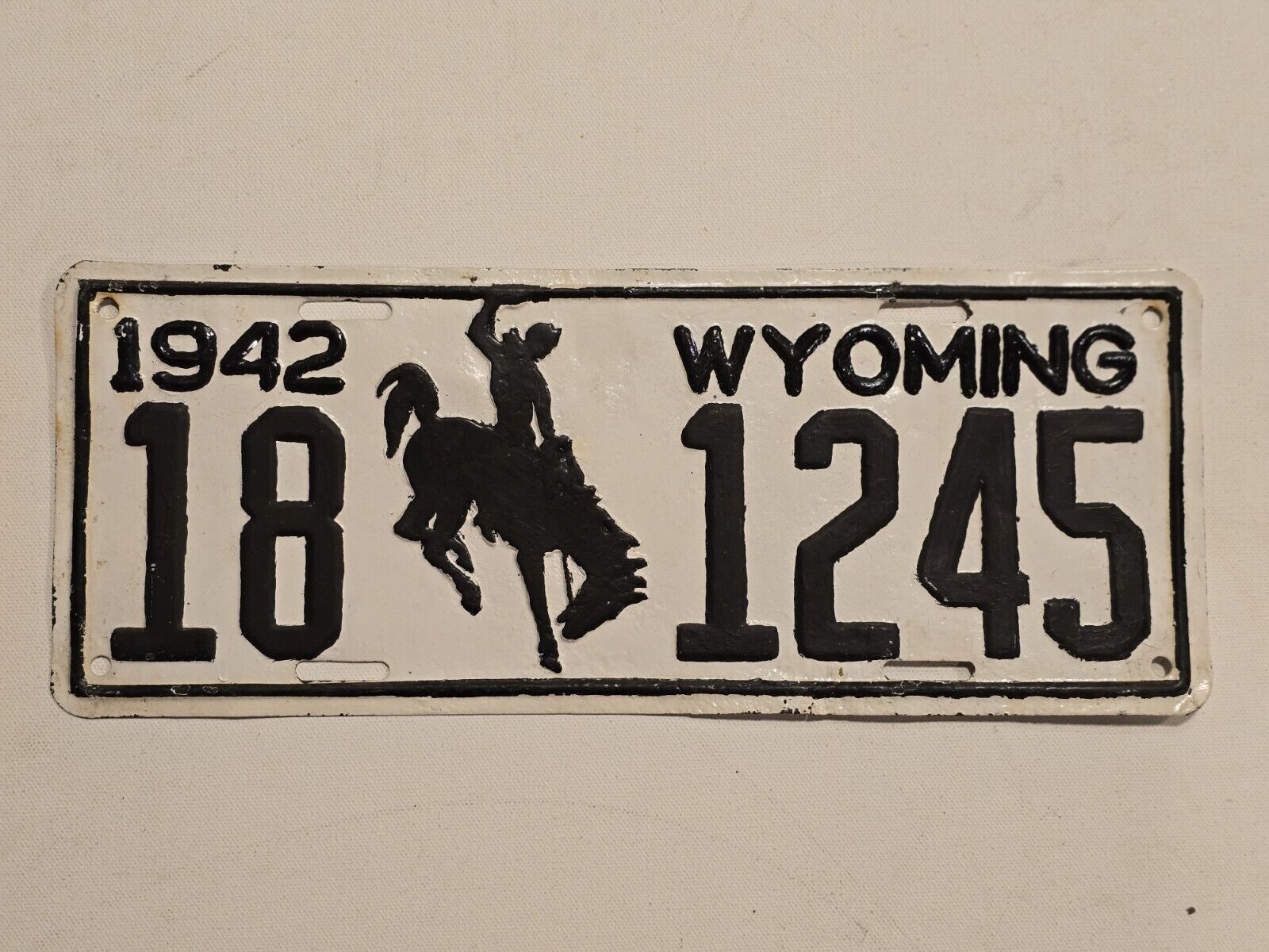 Wyoming Vintage License Plate Steel 1942 #18 1245-Man Cave-Decor-Shop