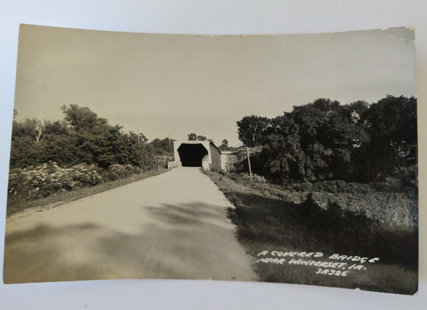 RPPC Postcard 1954 covered bridge near Winterset Iowa
