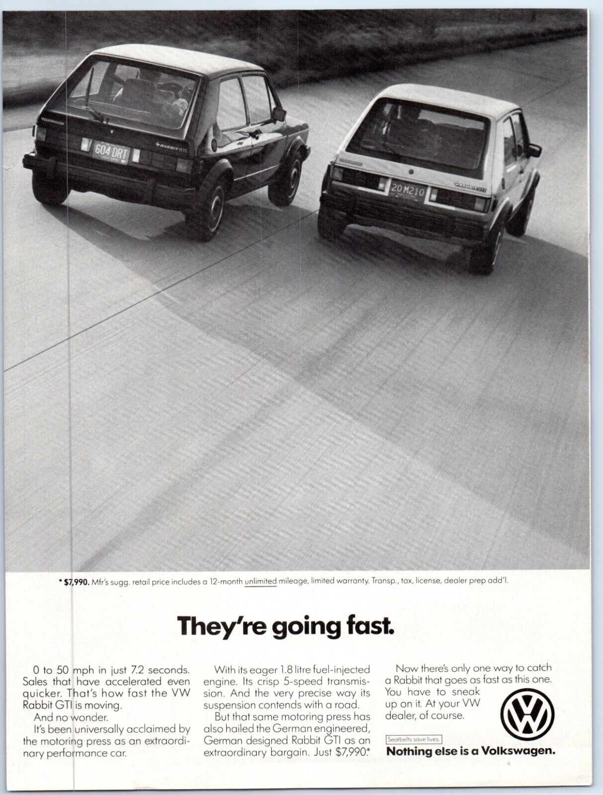 Volkswagen Rabbit GTI Black & White GOING FAST Hatchback 1983 Print Ad 8\