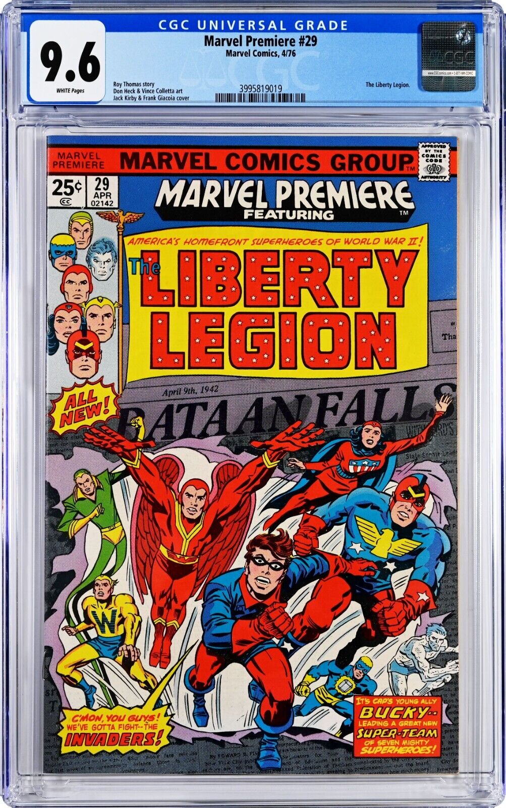 Marvel Premiere #29 CGC 9.6 (Apr 1976, Marvel) Jack Kirby Cover, Liberty Legion