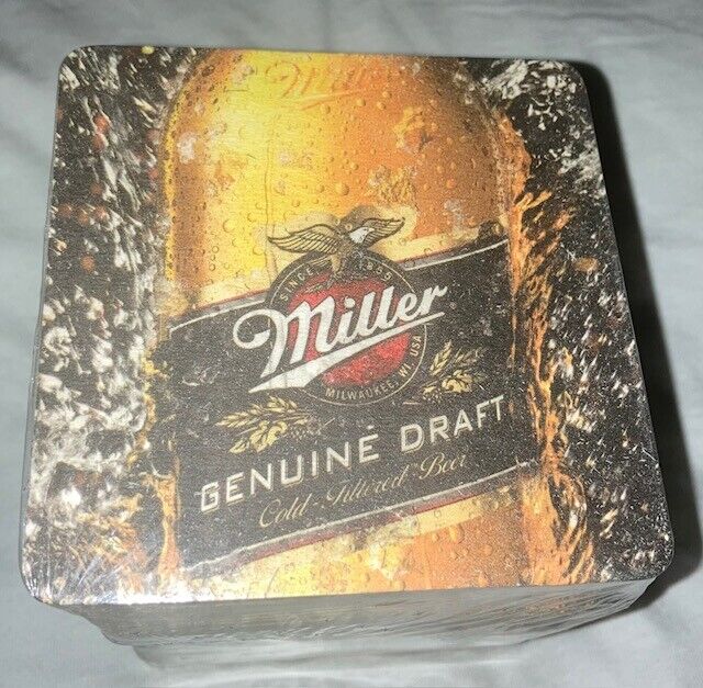 Pack of 100 MILLER GENUINE DRAFT Bar Coaster 4 inch by 4 inch 2-sided NEW Sealed