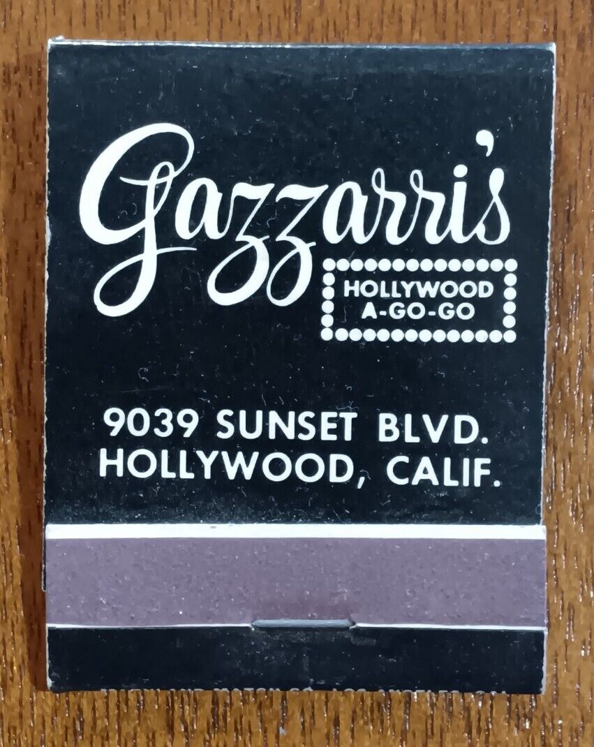 Rare Gazzarri Matchbook Hollywood Sunset Strip Blvd 1960s