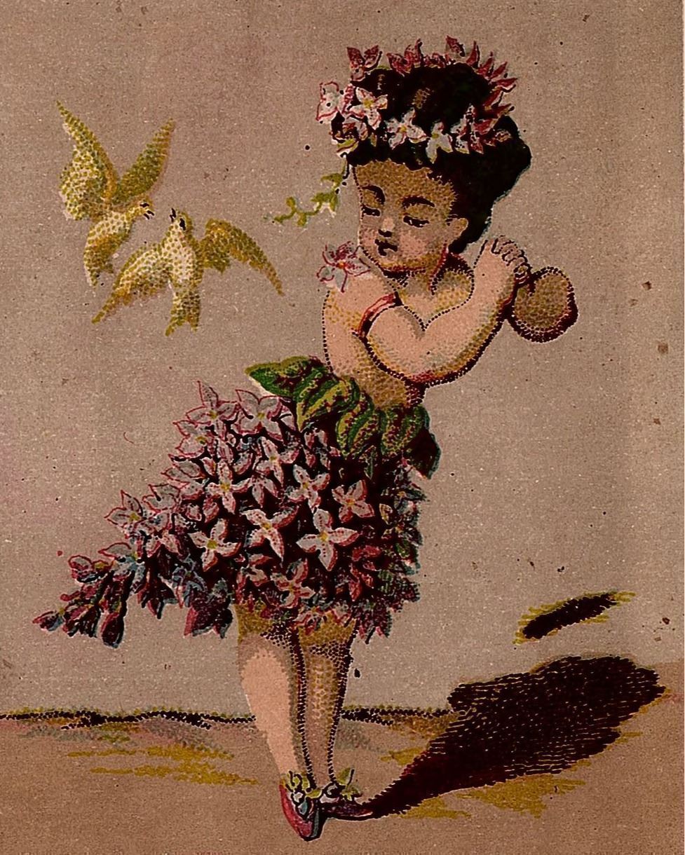 1880s IMPORTERS AND TRADERS TEA CO PHILADELPHIA HULA GIRL TRADE CARD 25-207