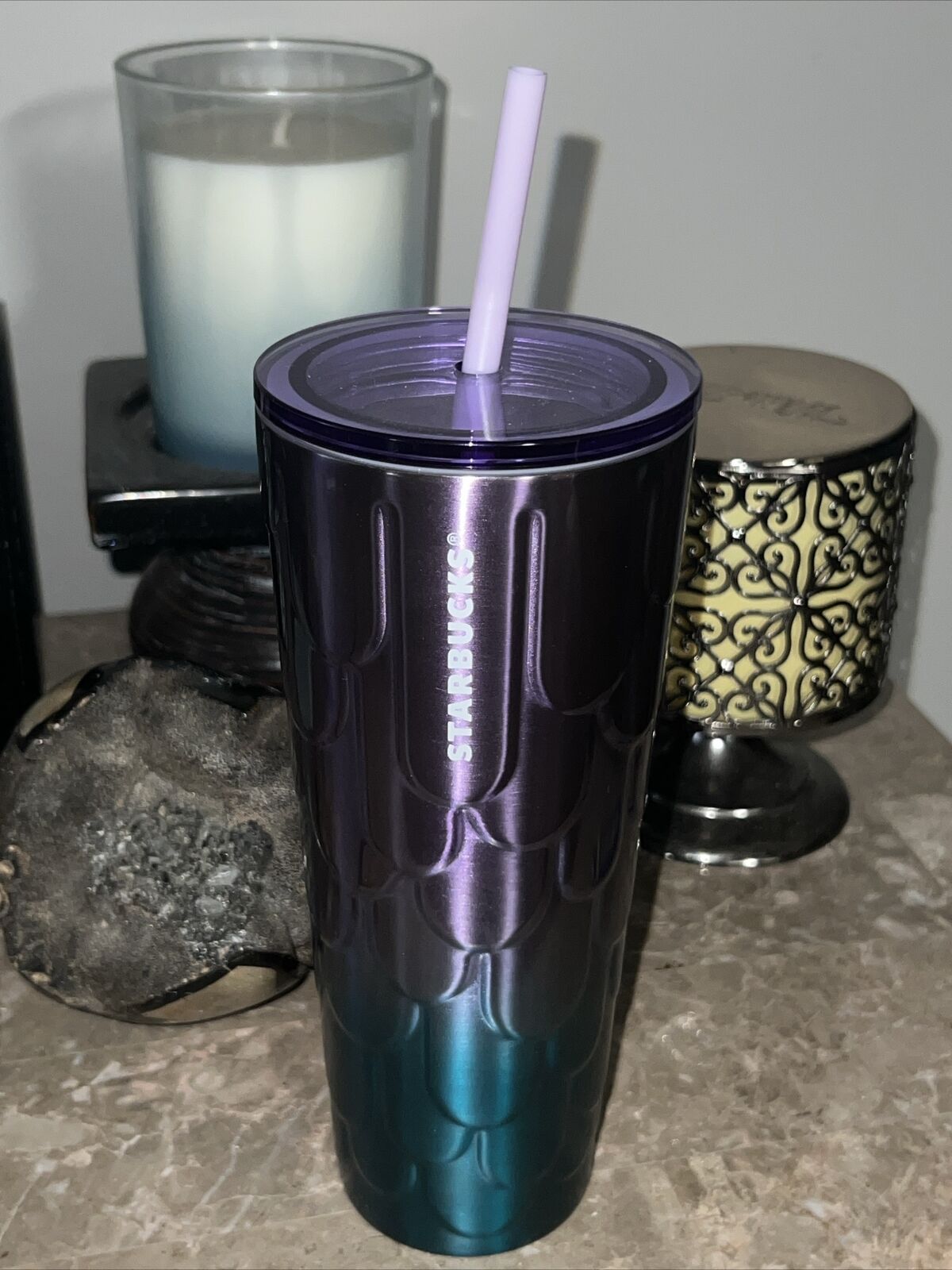 Starbucks Spring 2023 Purple Twilight Ombre Mermaid Scales Stainless Tumbler NWT
