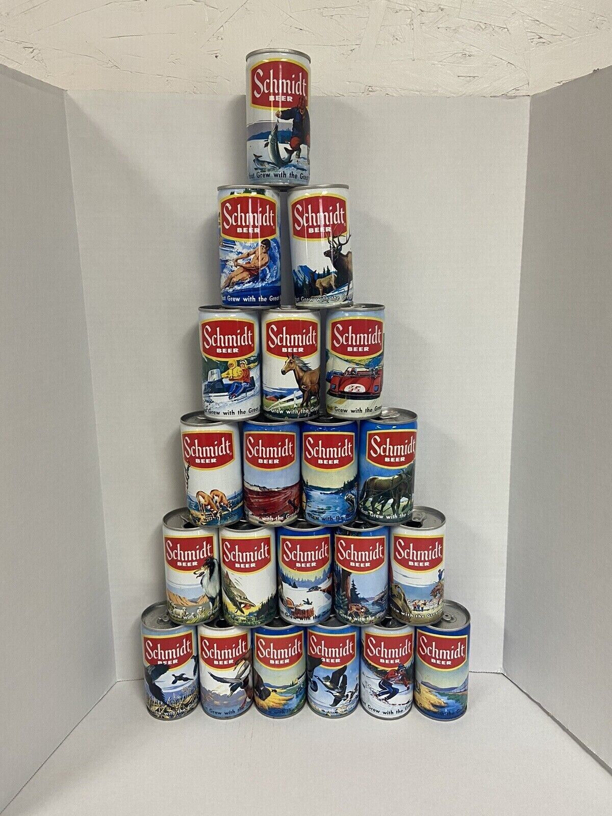 schmidt cans vintage collectors 1970s set of 21-scenic cans