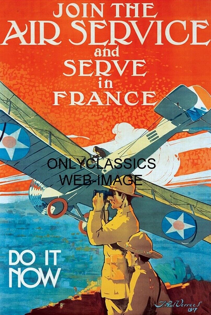 1917 WORD WAR ONE JOIN THE AIR SERVICE WWI FRANCE 11X17 POSTER AIRPLANE AVIATION