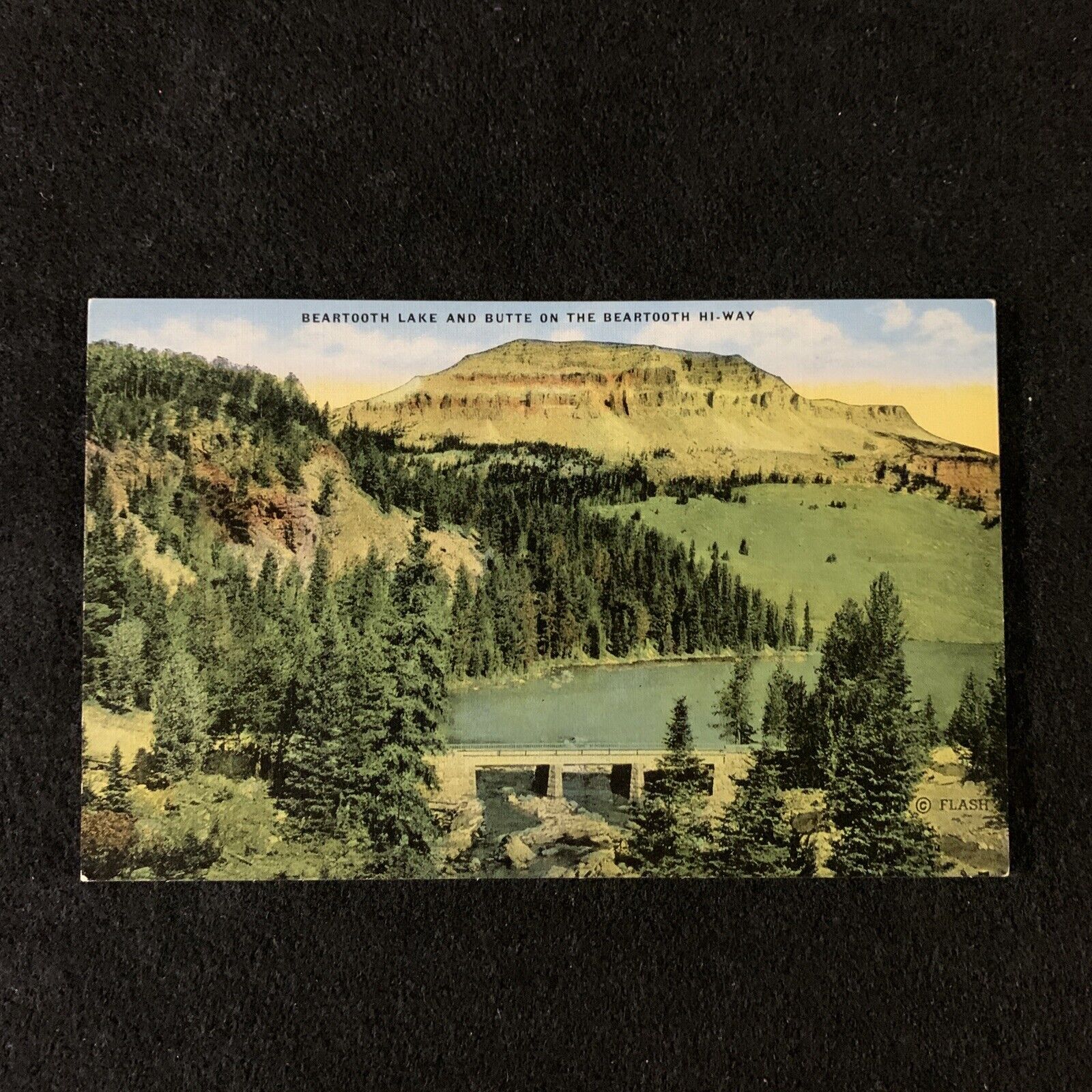Beartooth Lake & Butte on the Beartooth Hi-Way, Montana - Linen Postcard Unused