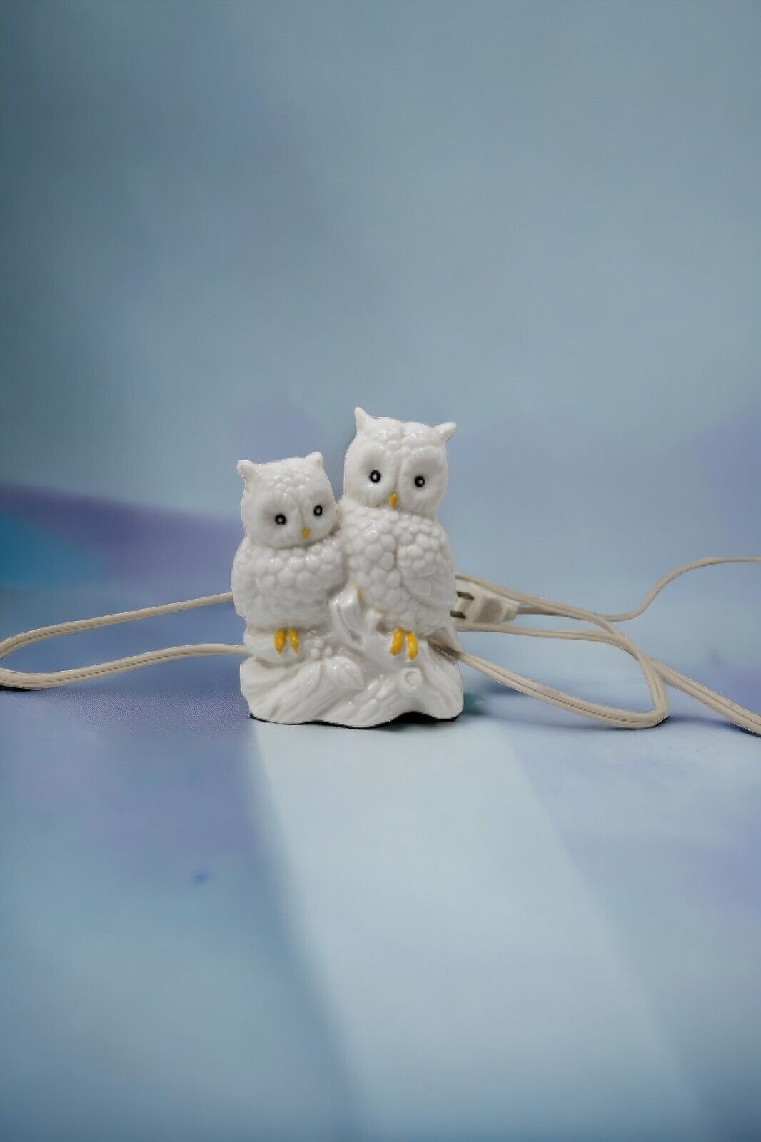 Mother and Baby Owl on Branch Lamp Night Light Vintage Ceramic Figurine vintage