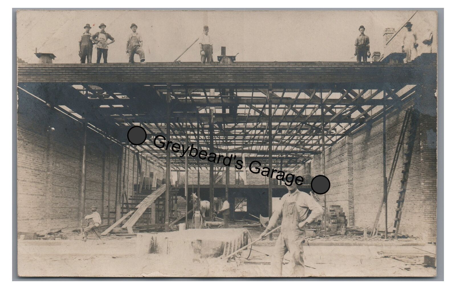 RPPC Construction Building Workers MILNOR ND North Dakota Real Photo Postcard