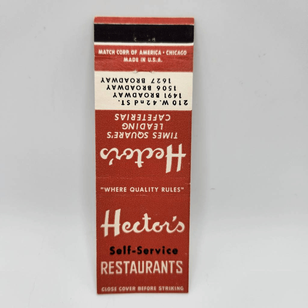 Vintage Matchcover Hector\'s Self Service Restaurants Times Square 42nd & Broadwa