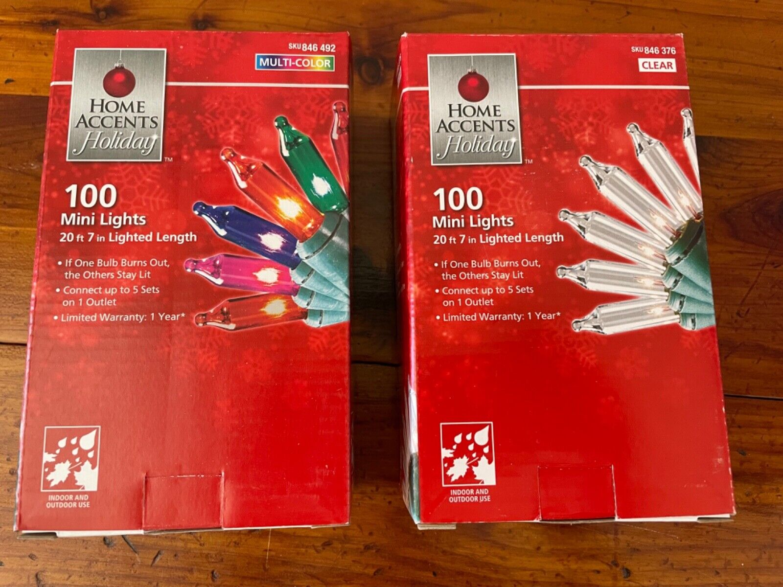 NEW 2 boxes 100 ct christmas mini lights multi & clear 20\' 7\