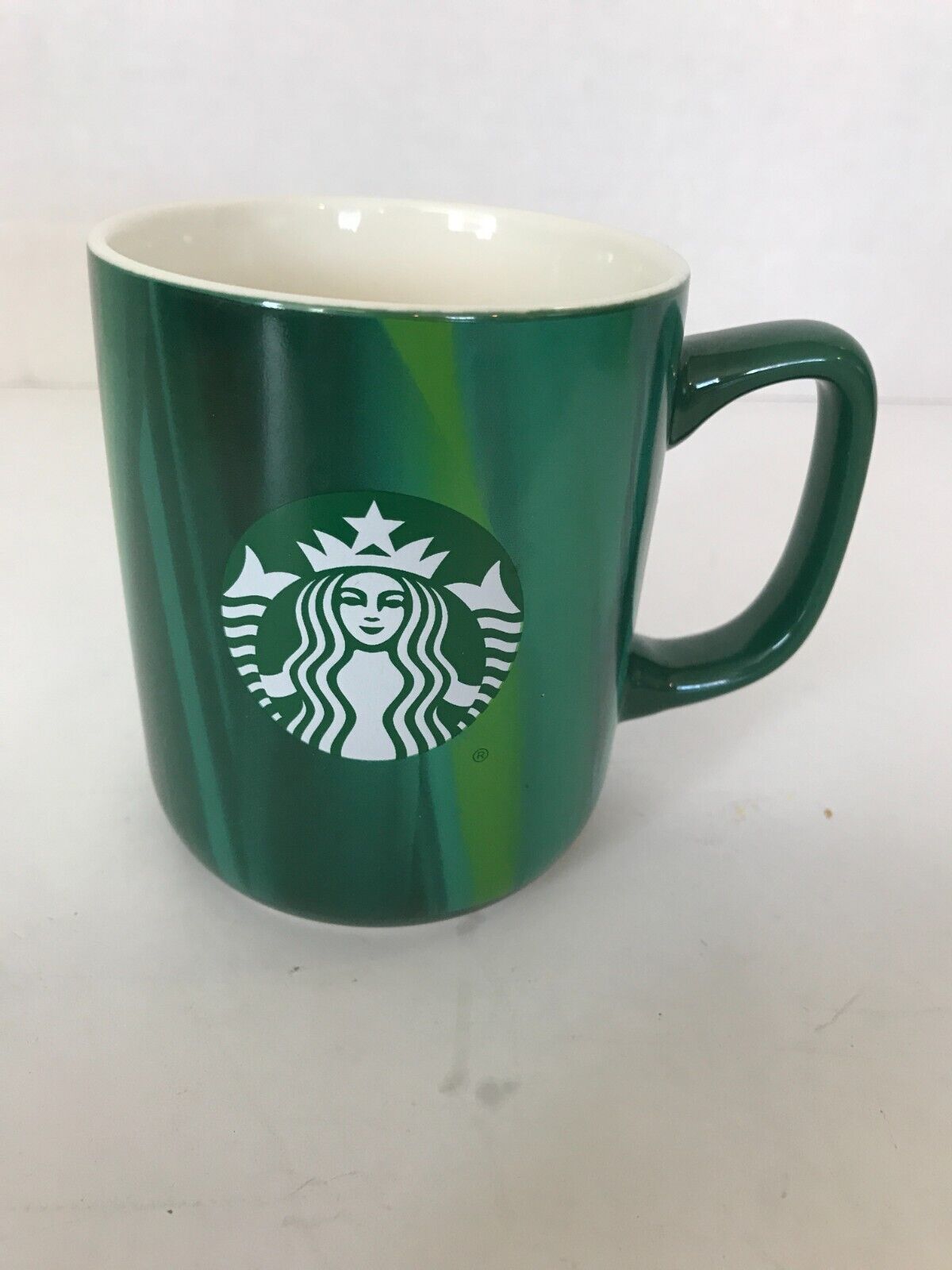 Nice 2022 STARBUCKS Green Brush Stroke Coffee Mug Cup 12 oz Holiday