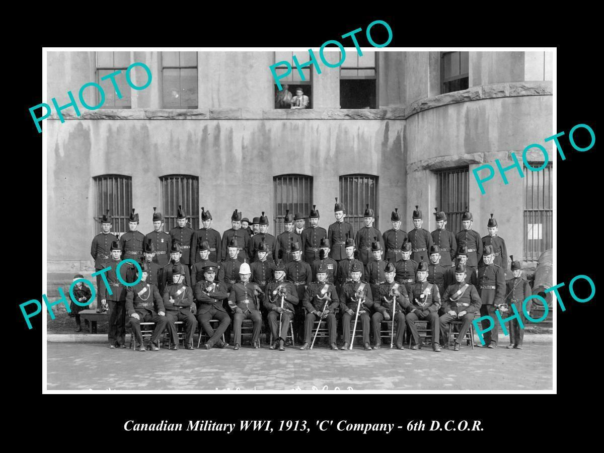 POSTCARD SIZE PHOTO OF CANADIAN MILITARY WWI C COMPANY 6th DCO REGIMENT c1913