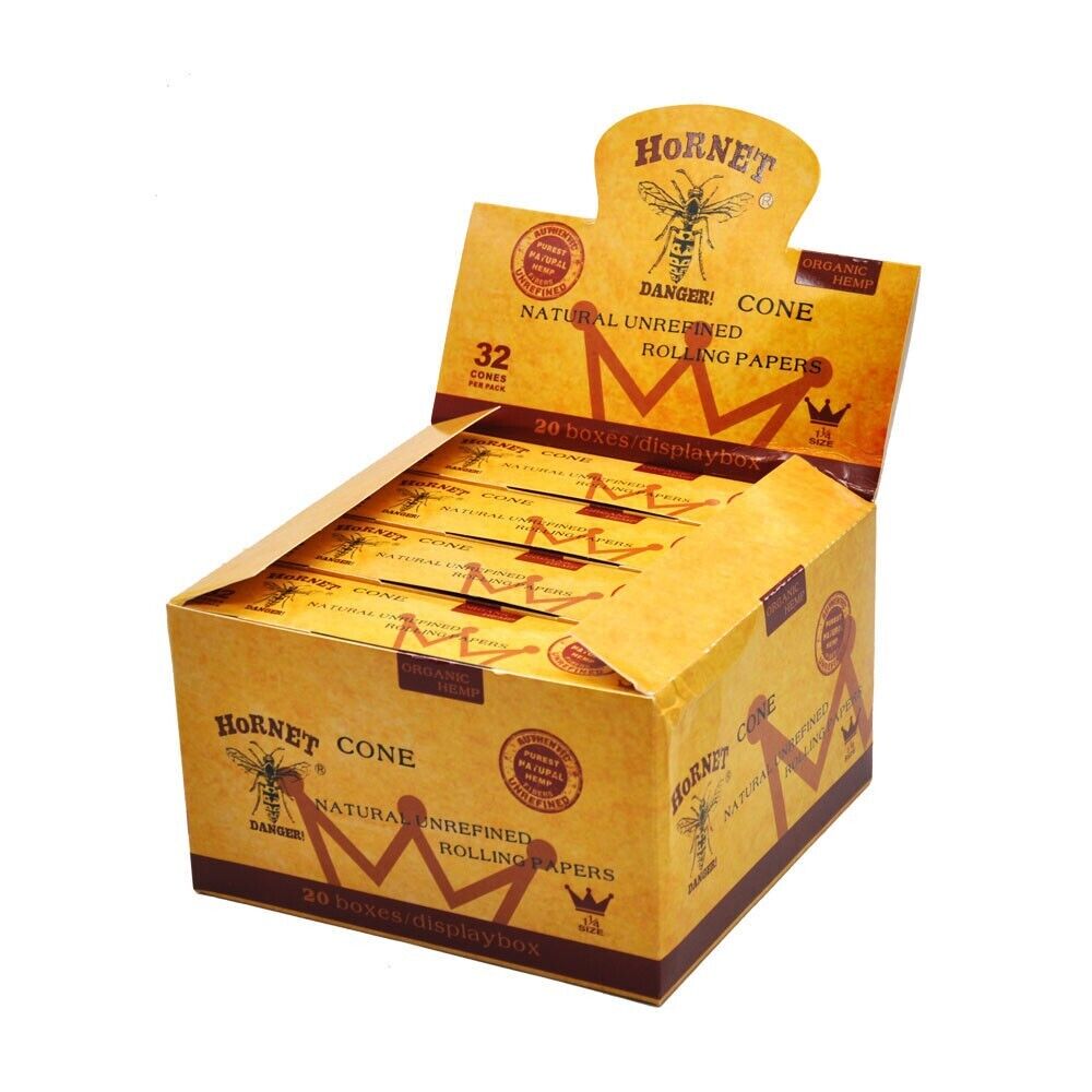 640 X Cones HORNET 78MM Natural Rolling Paper 11/4 Pre-Rolled Classic Cones