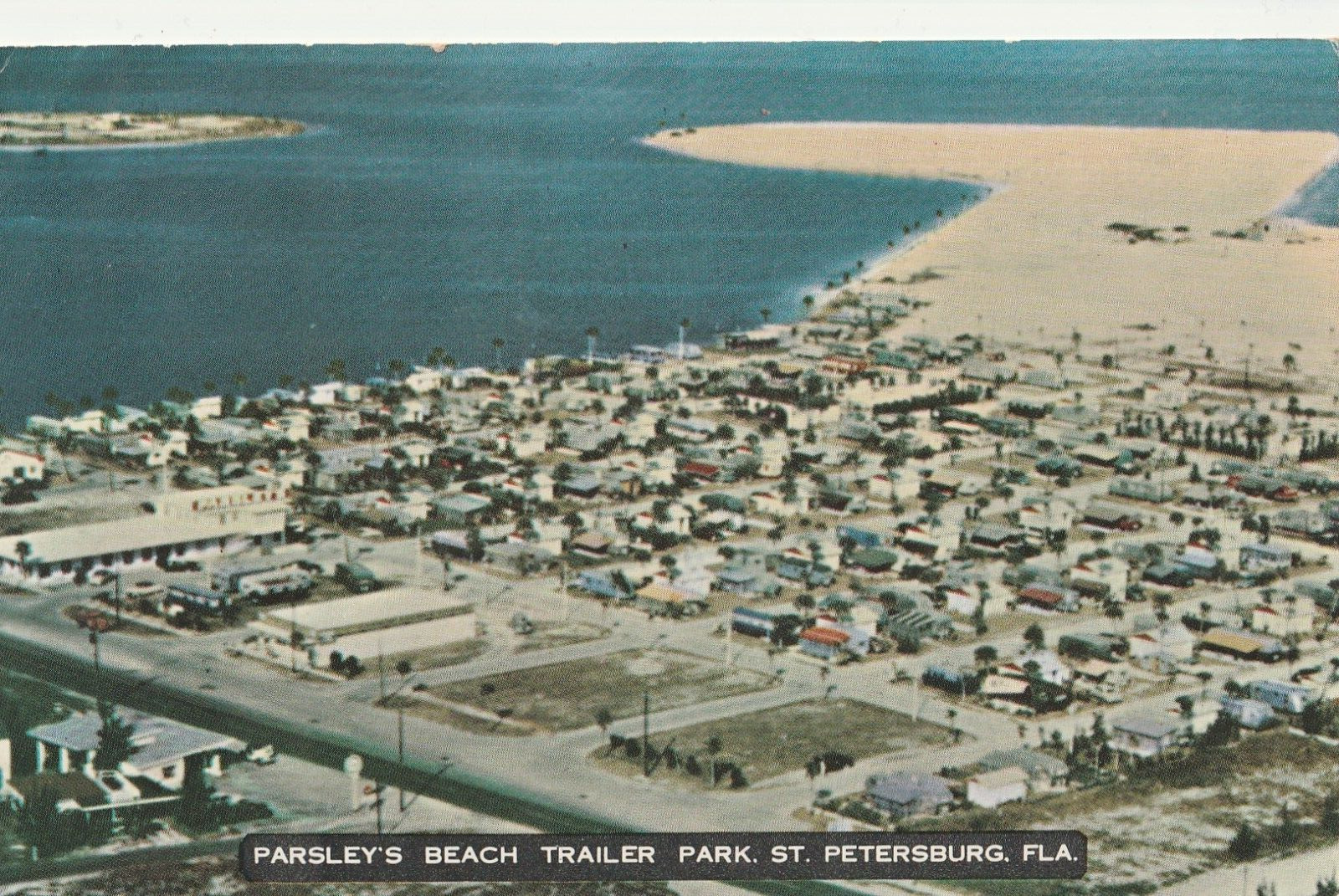 Vintage Postcard Parsley\'s Beach Trailer Park St. Peterburg, Florida Aerial View
