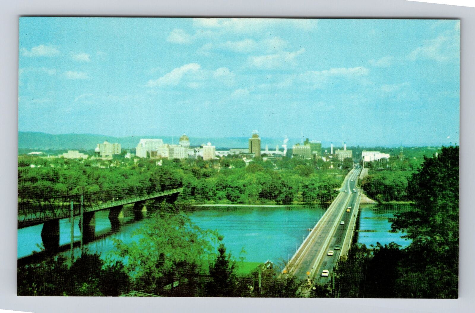 Harrisburg PA-Pennsylvania, Skyline View Of Town, Antique, Vintage Postcard
