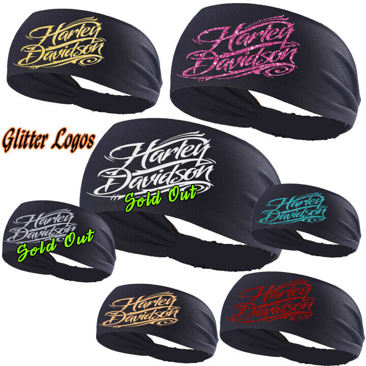 Harley Davidson Glitter Logo Unisex Black Hairband Wrap Headband (1) Breathable 