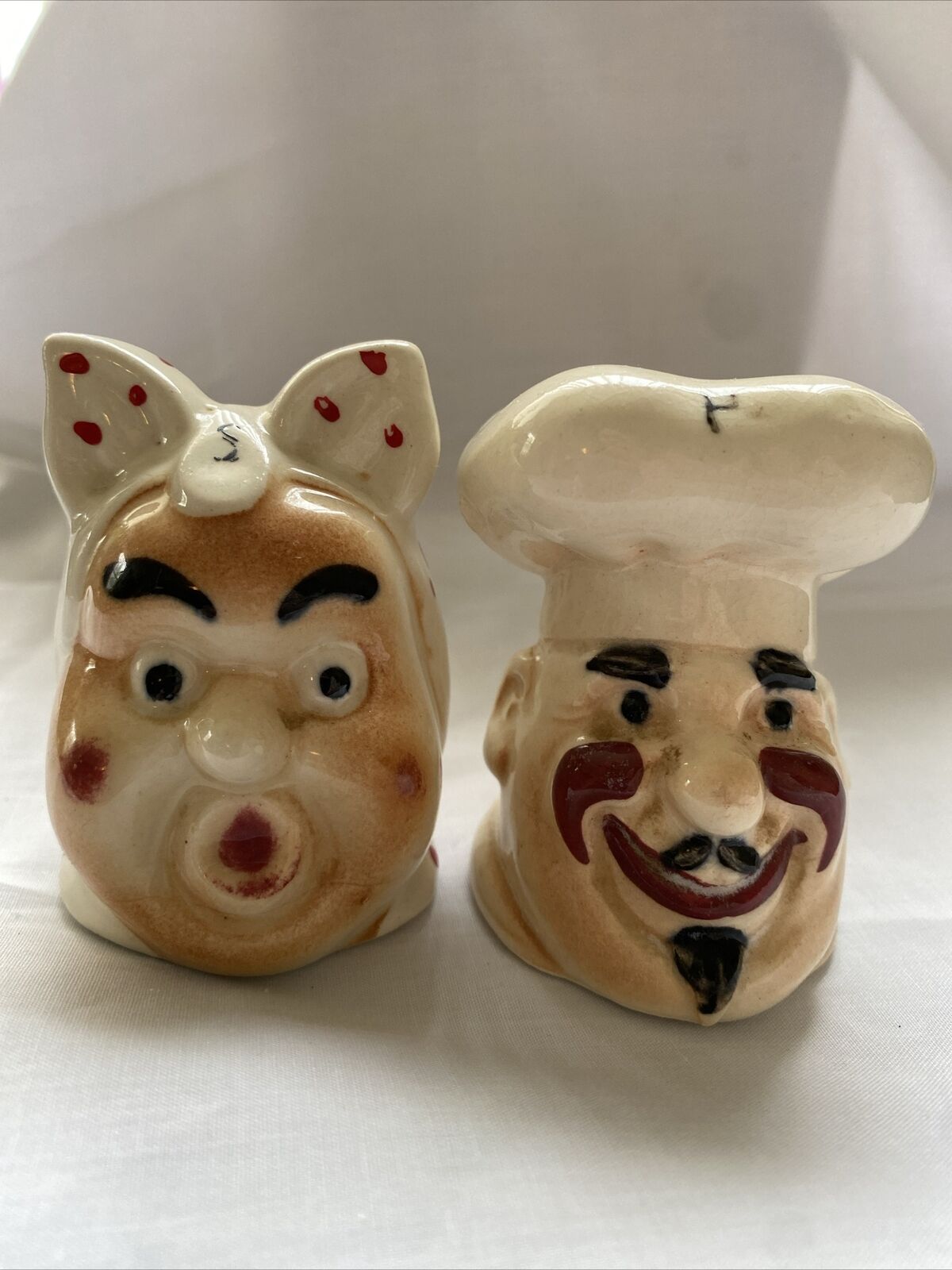 Vintage Whimsical Kitschy Chef Angry Cook Salt and Pepper Shakers Japan