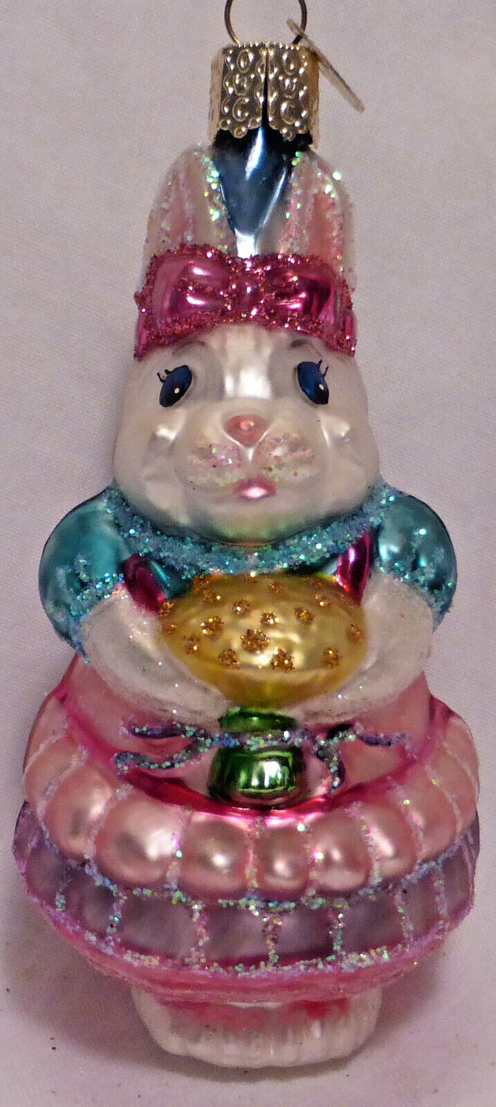 OWC Old World Christmas Glass Bunny Sister #12078 Easter rabbit spring flowers