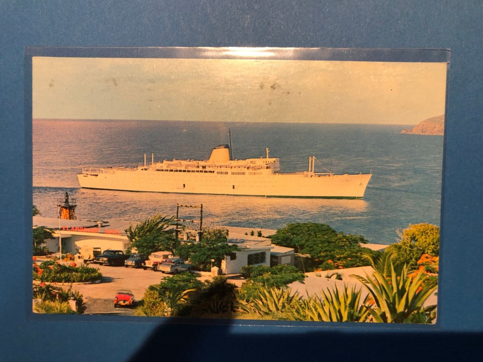 M/S VICTORIA CRUISE SHIP  IN HARBOR ST THOMAS VIRGIN ISLS POSTCARD 1970 CANCEL