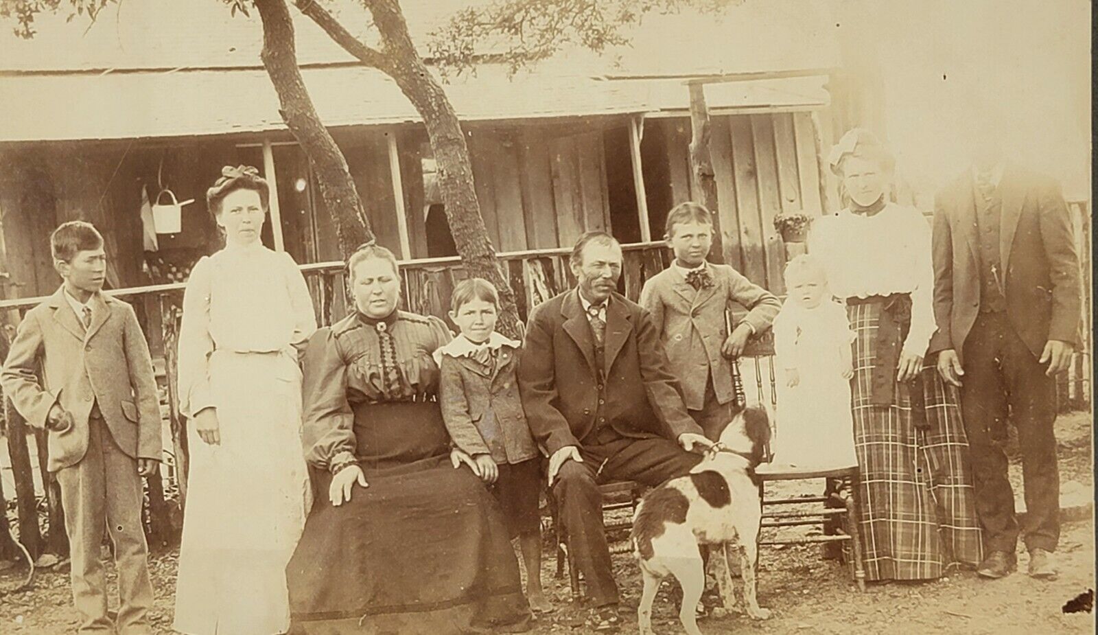 Photograph Circa 1890 Well Dressed Family Outside In Front Of Home