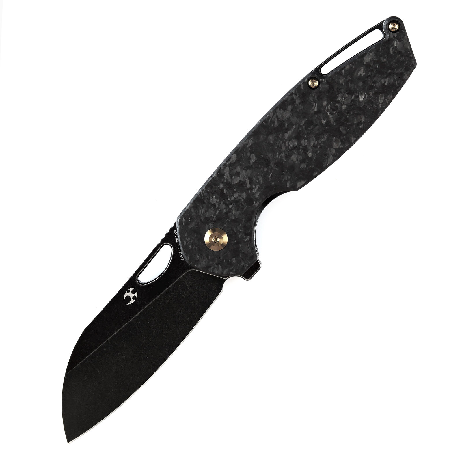 Kansept Model 6 Folding Knife Shredded Carbon Fiber Handle 20CV Plain K1022A6