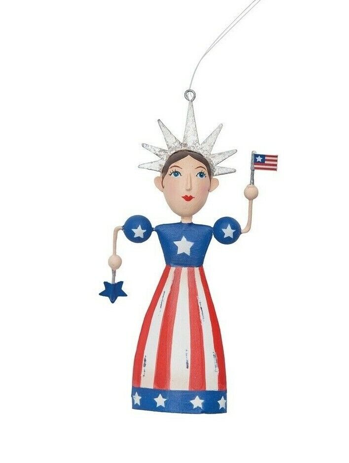 Lady Liberty Metal Patriotic Ornament 4th Of July Americana New