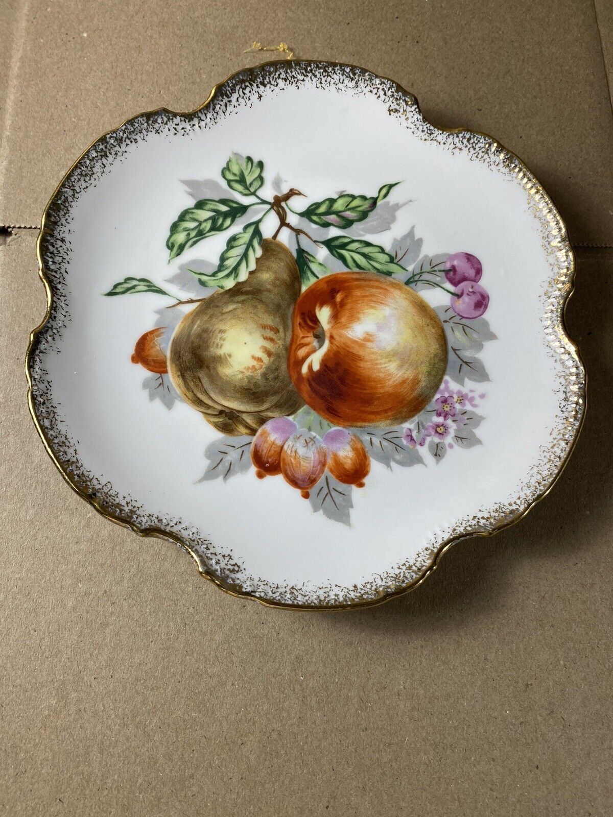 Vintage Betsons Ceramics Decorative Plate Japan Gold Trim Fruits  7 Inches