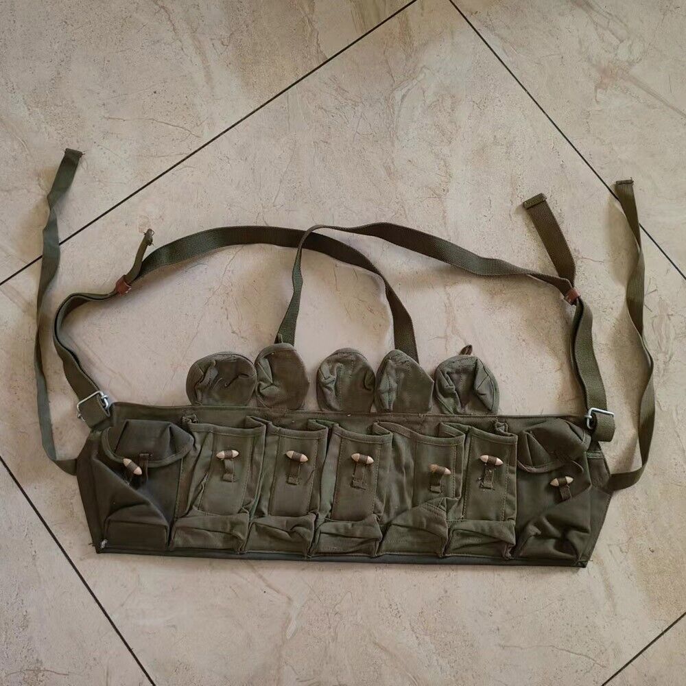 Surplus Original Chinese Army Type 63 Chest Rig Bandolier Ammo Pouch Khaki