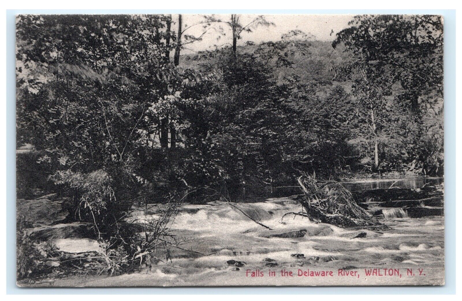 Falls Delaware River Walton NY New York 1910 Postcard F3