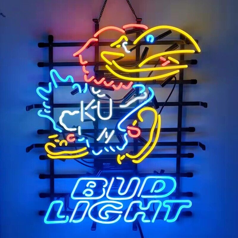 Kansas Jayhawks Beer Neon Sign 24x20 Home Bar Sport Pub Store Wall Decor
