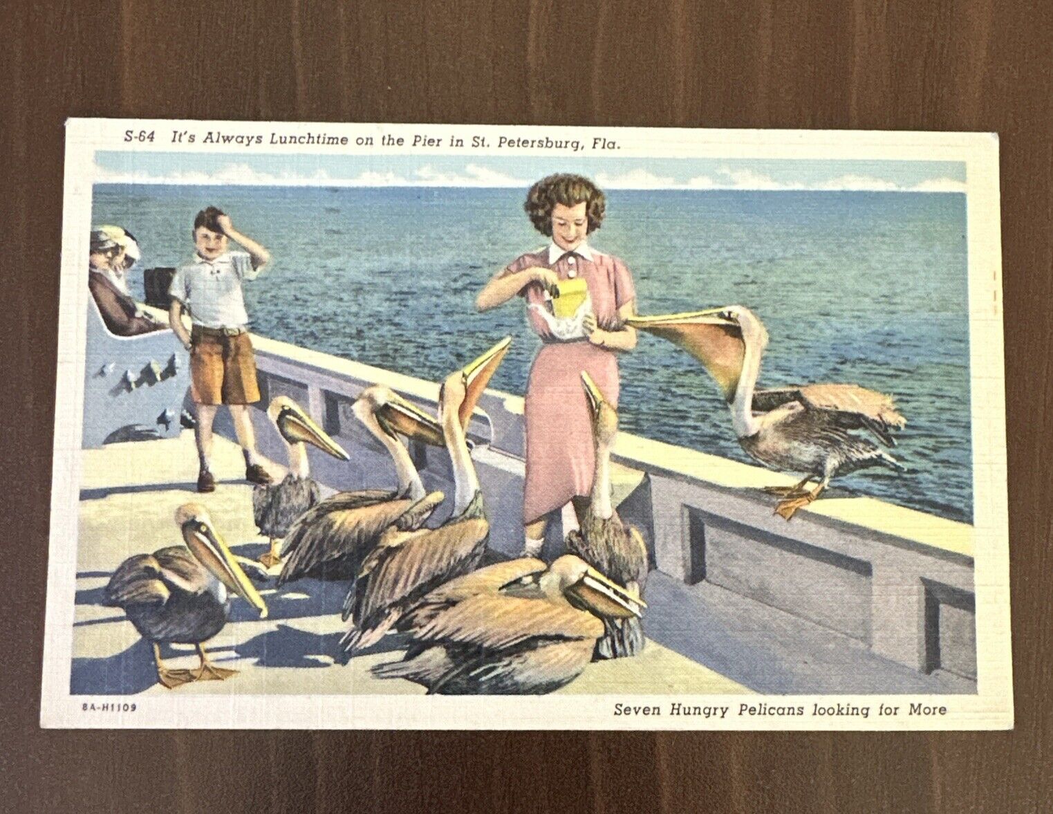 Vintage Linen Postcard It\'s Always Lunchtime on the Pier in St. Petersburg FL