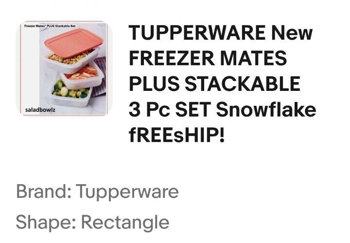 TUPPERWARE New FREEZER MATES PLUS STACKABLE 3 Pc SET Snowflake fREEsHIP
