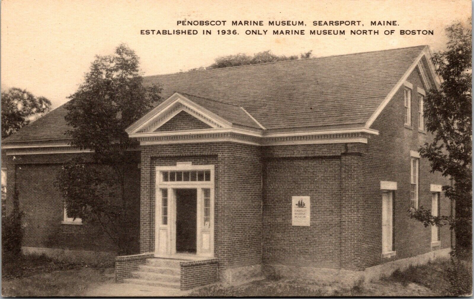 Vintage Penobscot Marine Museum Building Searsport Maine ME Antique Postcard