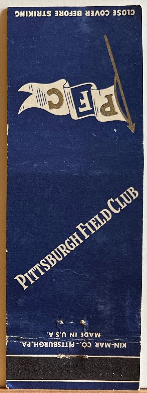PFC Pittsburgh Field Club Pittsburgh PA Pennsylvania Vintage Matchbook Cover