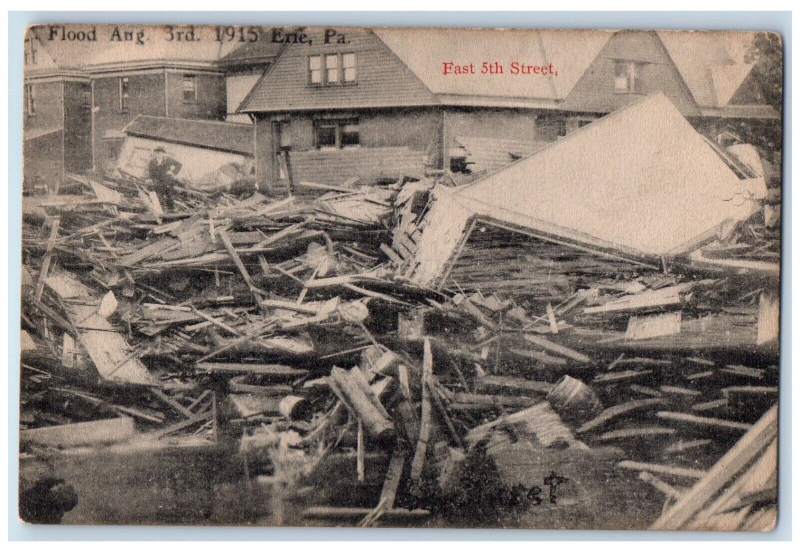 c1910\'s Flood At Fast 5th Street Erie Pennsylvania PA Unposted Antique Postcard