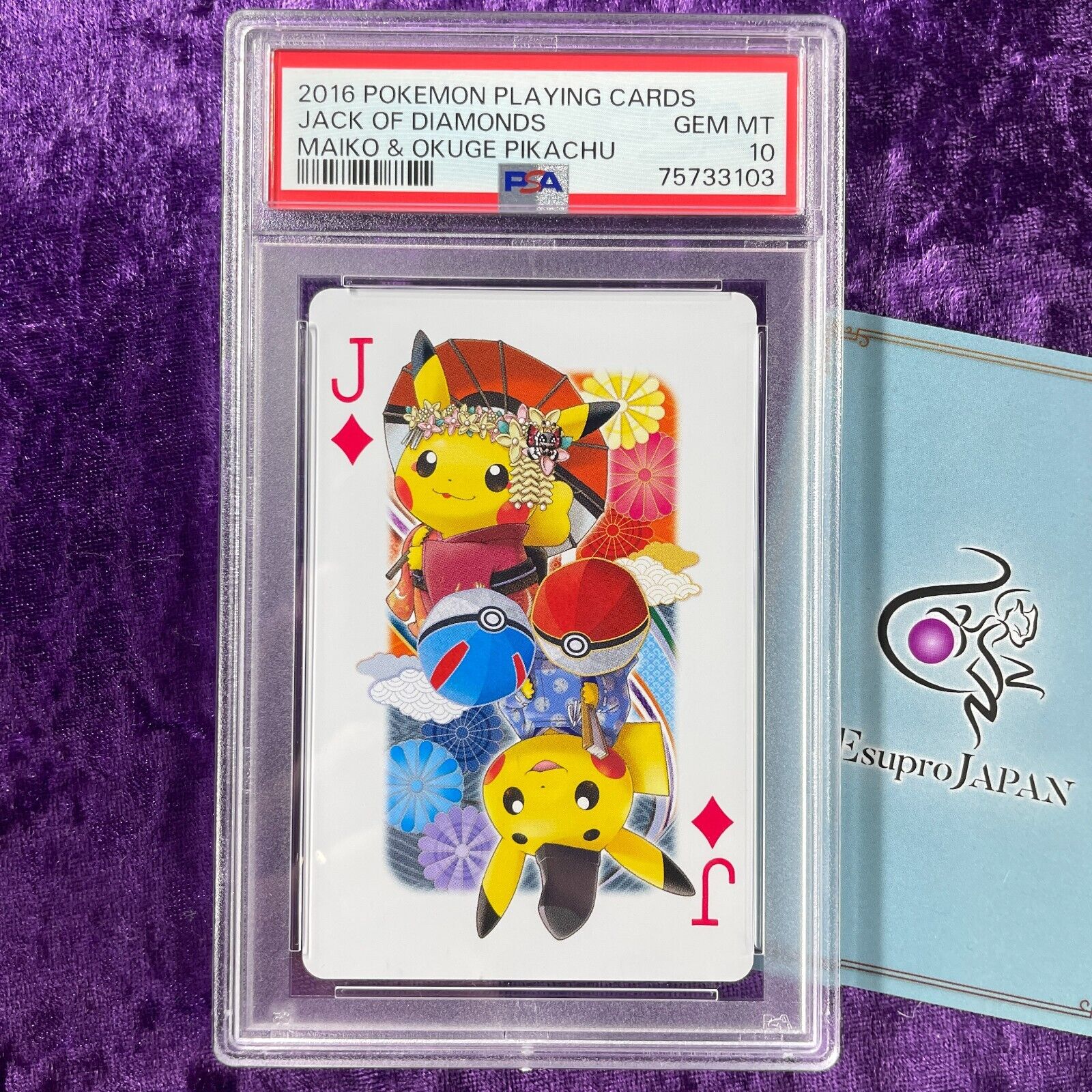 PSA 10 2016 Pokemon Playing Cards Maiko Pikachu & Okuge Pikachu Jack of Diamonds