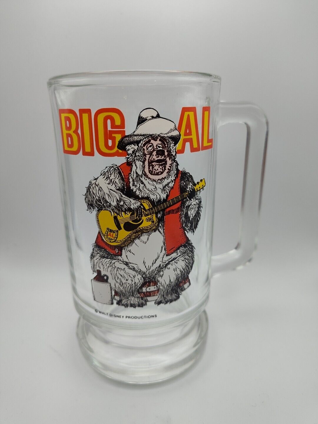 Vintage Big Al Bear Jamboree Guitar Mug Walt Disney Productions Country Glass 70