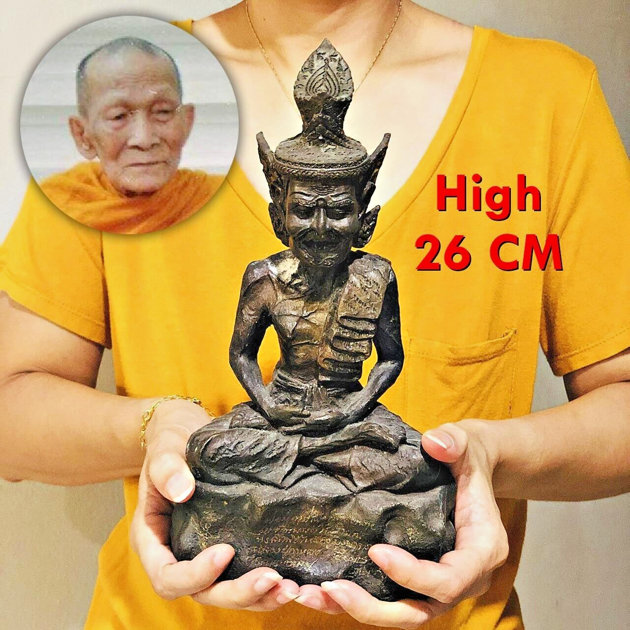Bronze Statue Poosing Lersri Hemit Master Lucky Kalong Be2552 Thai Amulet #16481