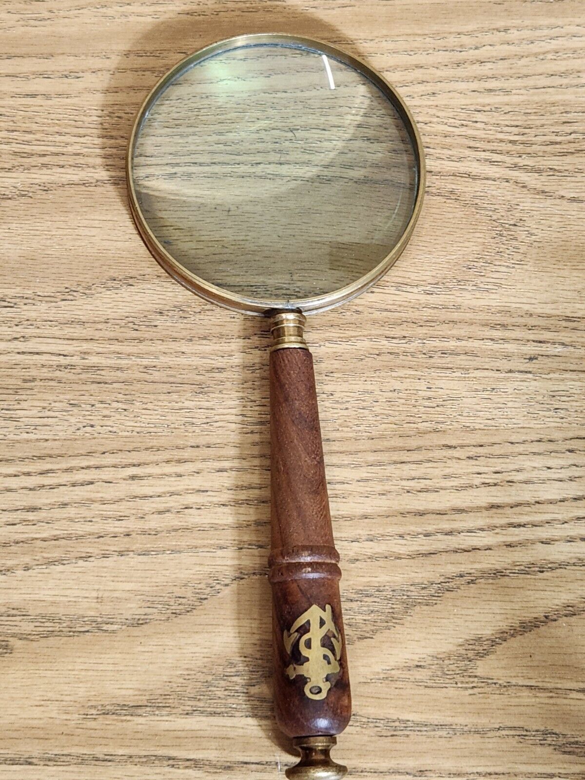 Vintage Antique Nautical Brass Heavy Magnifying Glass Magnifier Collectible Maps