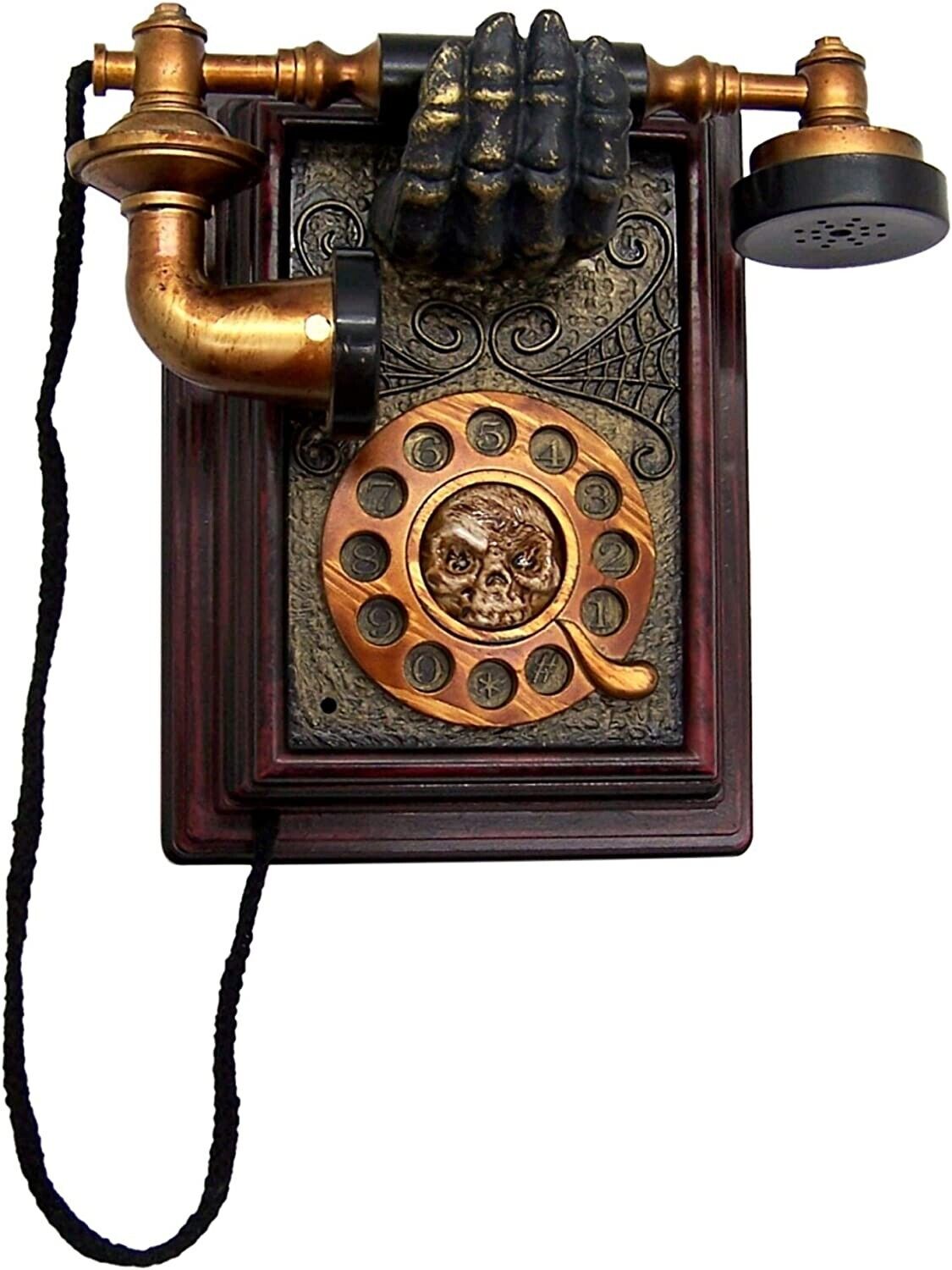 Animated Halloween Vintage Style Spooky Phone with Skeleton Hand