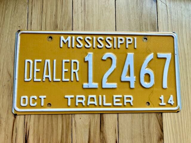 2014 Mississippi Trailer Dealer License Plate