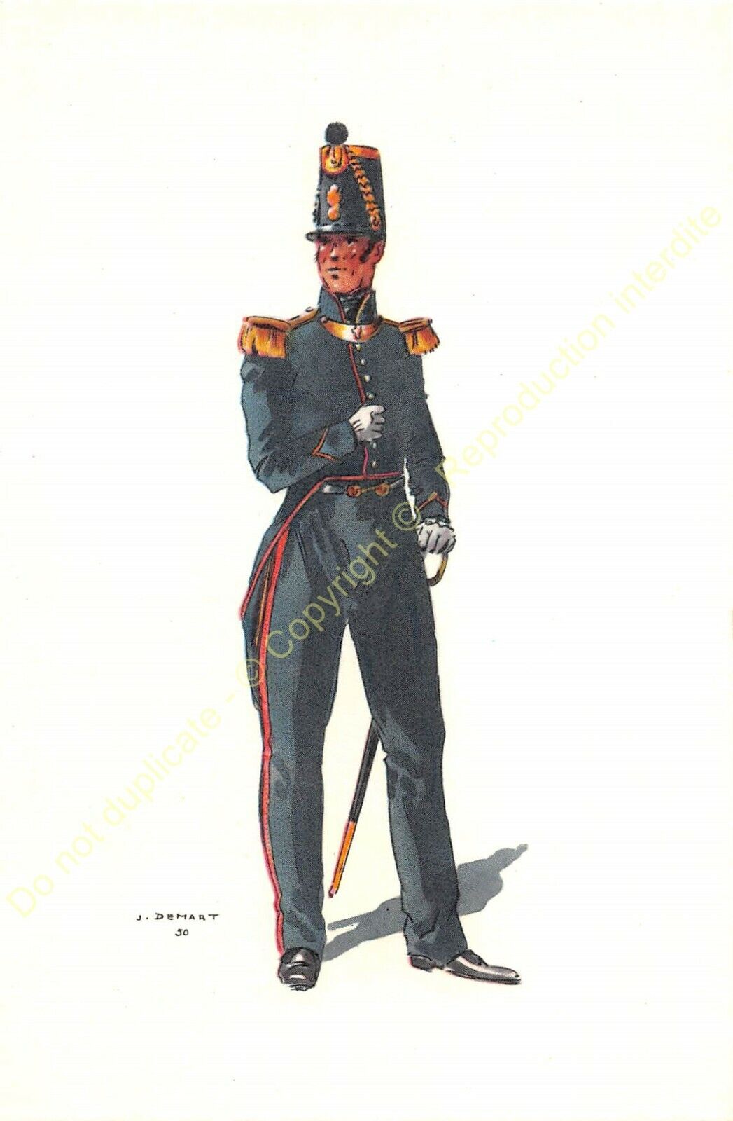 Illustration J.Demart Militaria Belgium Engineering Officer 1830