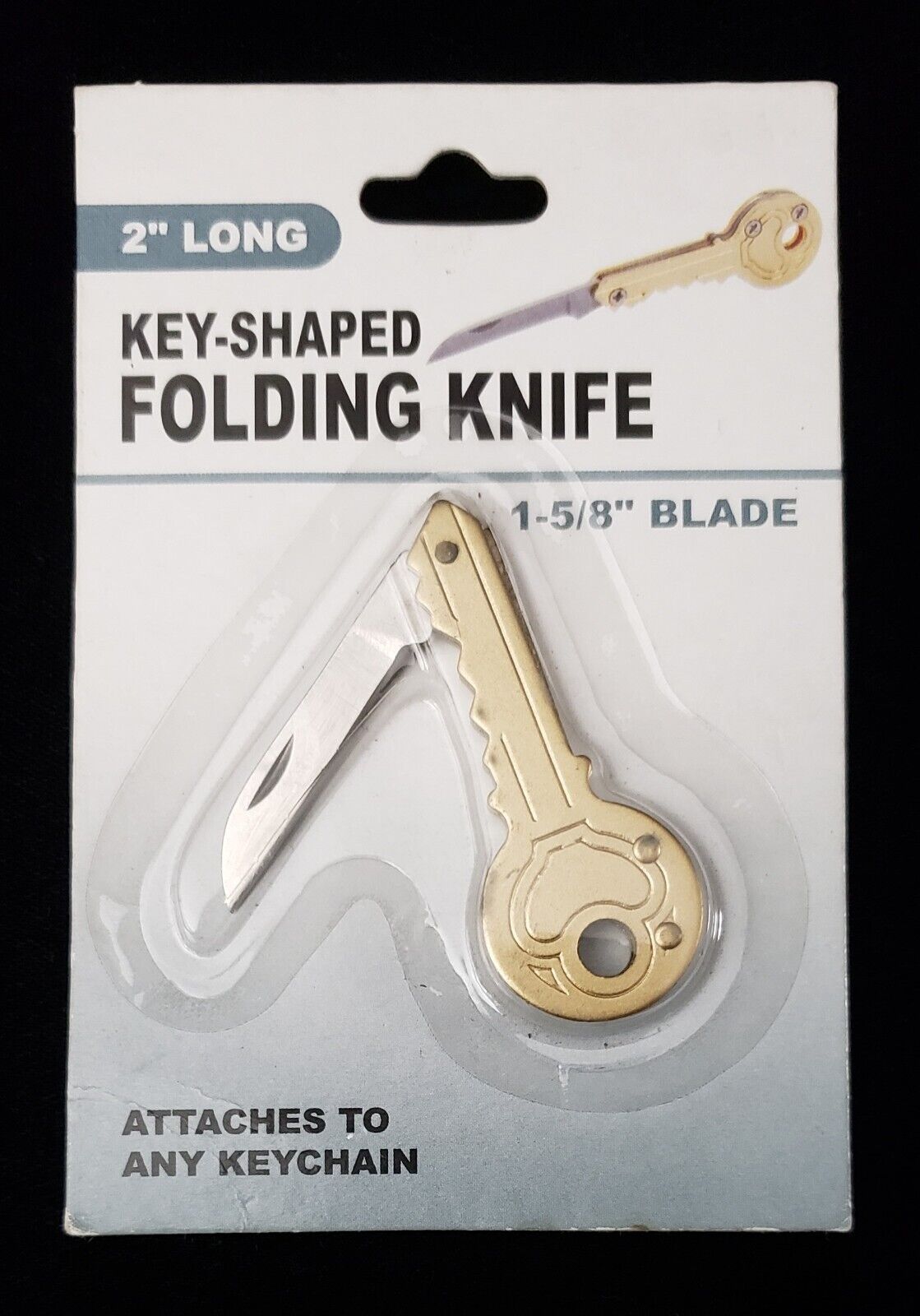 NEW-IN-PACKAGE Key Shaped Folding Knife STAINLESS STEEL Brass Colored