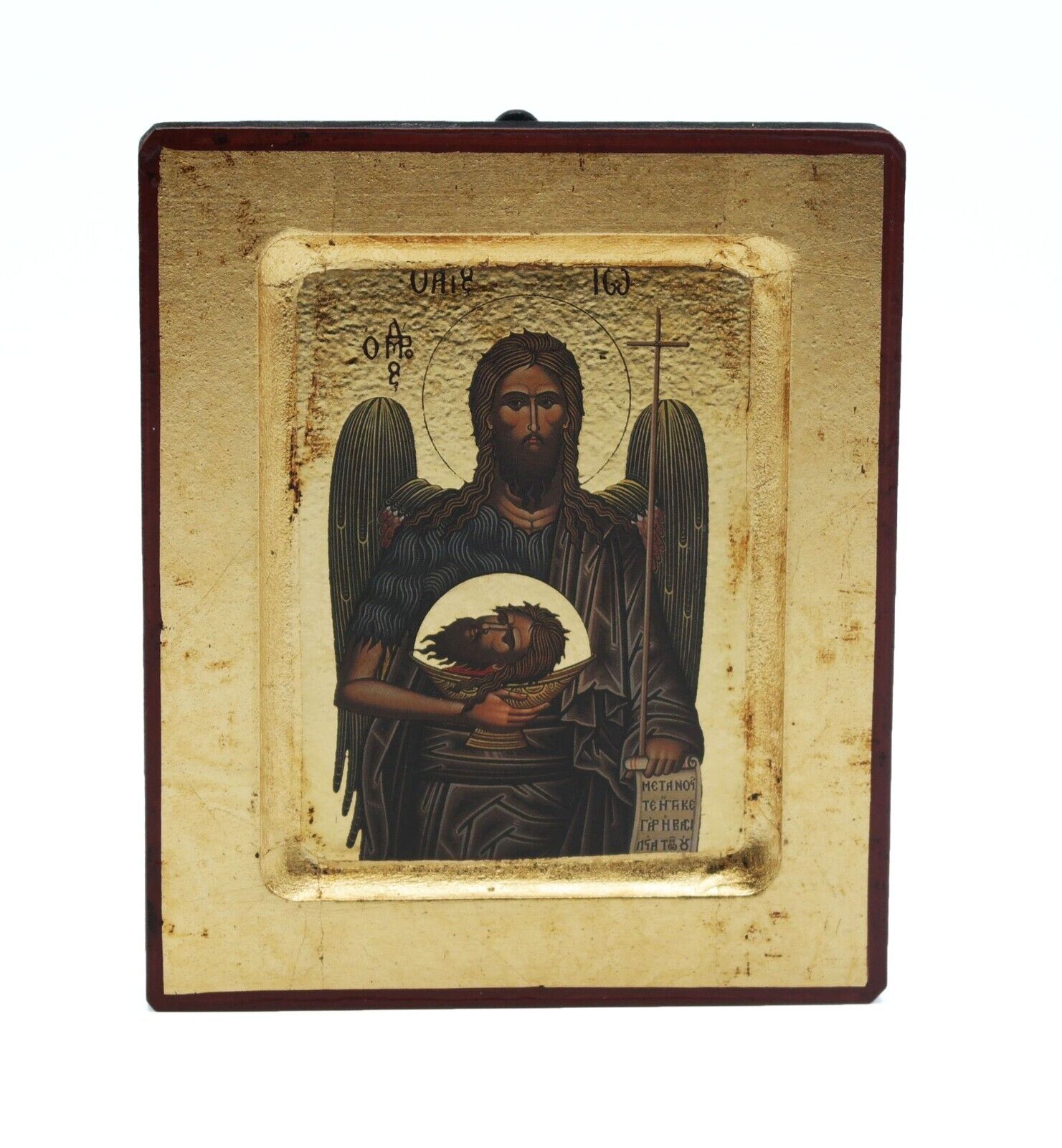 Greek Russian Orthodox Handmade Wooden Icon St. John the Baptist 12.5x10cm