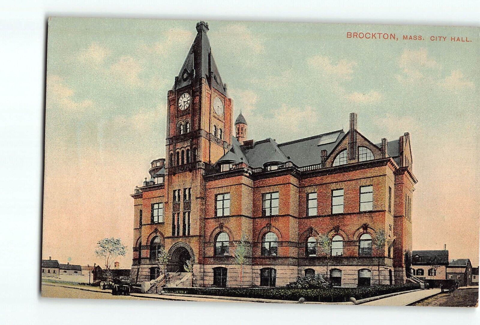 Old Vintage Postcard of BROCKTON MA CITY HALL