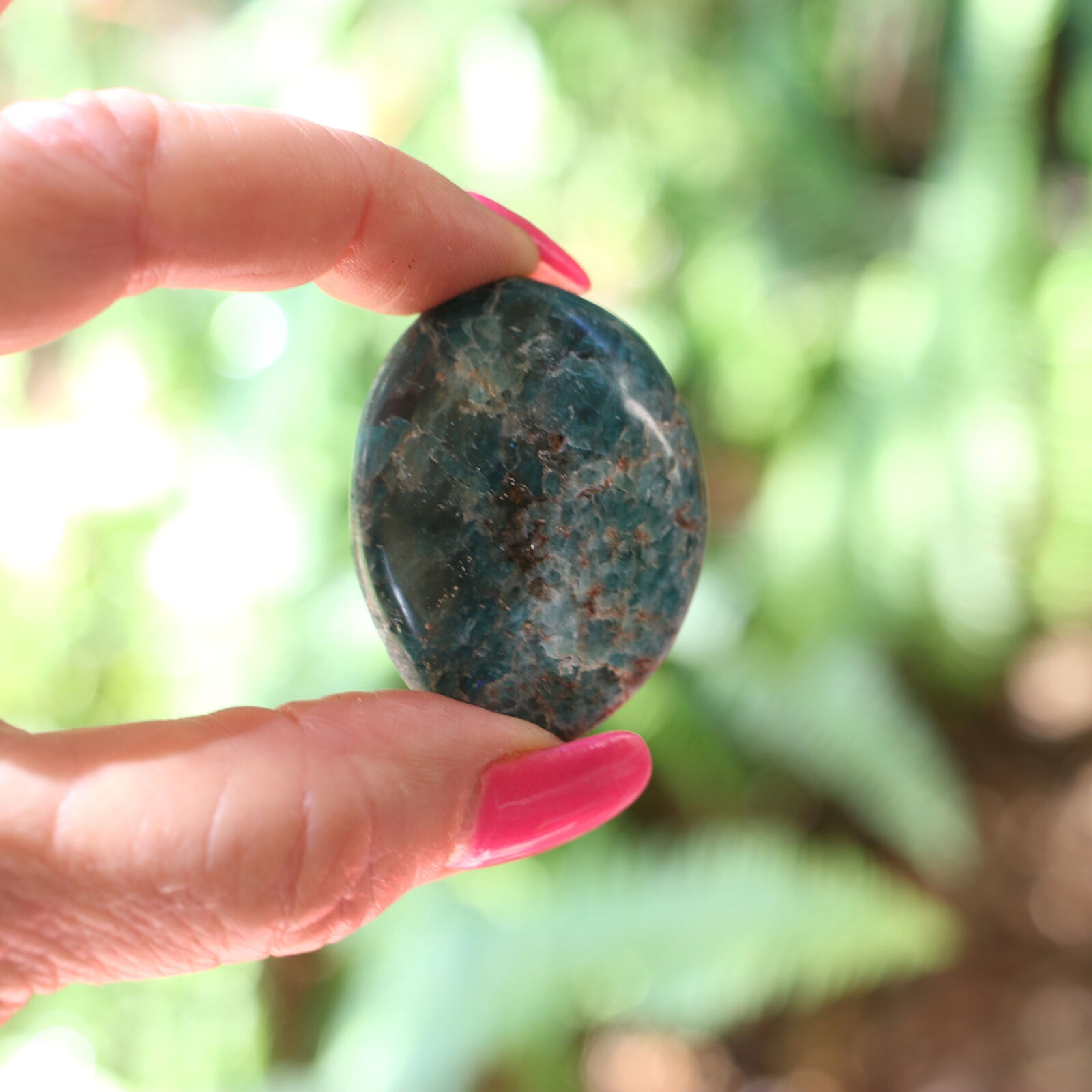 Apatite A+ Natural Blue Gallet LARGE 37g Polished Palm Stone 1.75 Inch #22