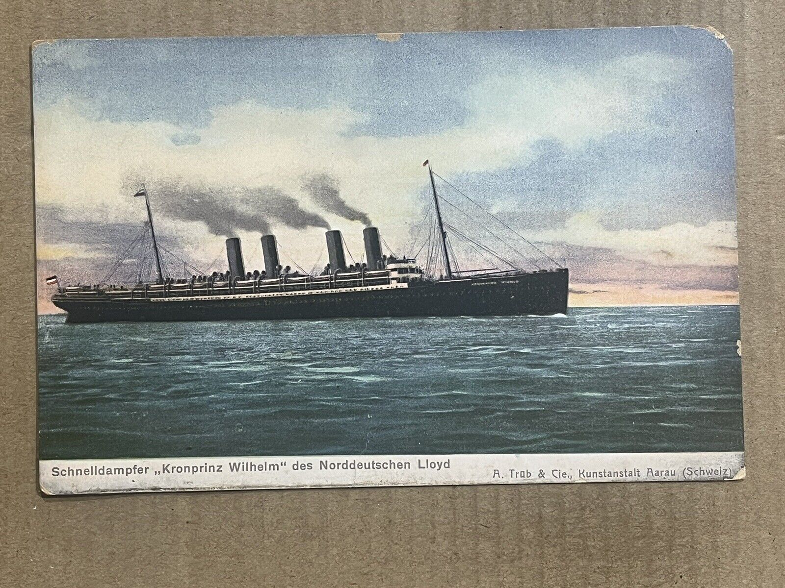 Postcard Norddeutscher Lloyd SS Kronprinz Wilhelm Ship Ocean Liner