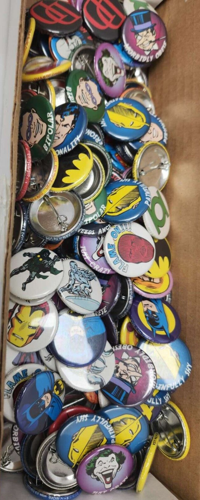 (10) Vintage DC comics collectible hero villain button Pins lot